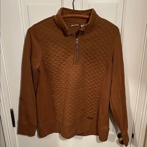 L.L. Bean Tan Quilted Half-Zip Jacket